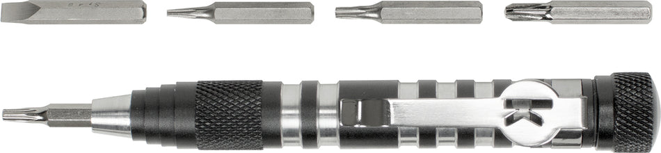 Kershaw TXTOOL Aluminum Knife Maintenance Tool 4.8-Inch Gray Handle 5-Bit Driver Set with Pocket Clip