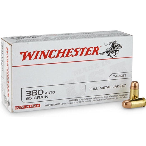 Winchester .380 ACP/Auto USA 95 grain Full Metal Jacket ammunition