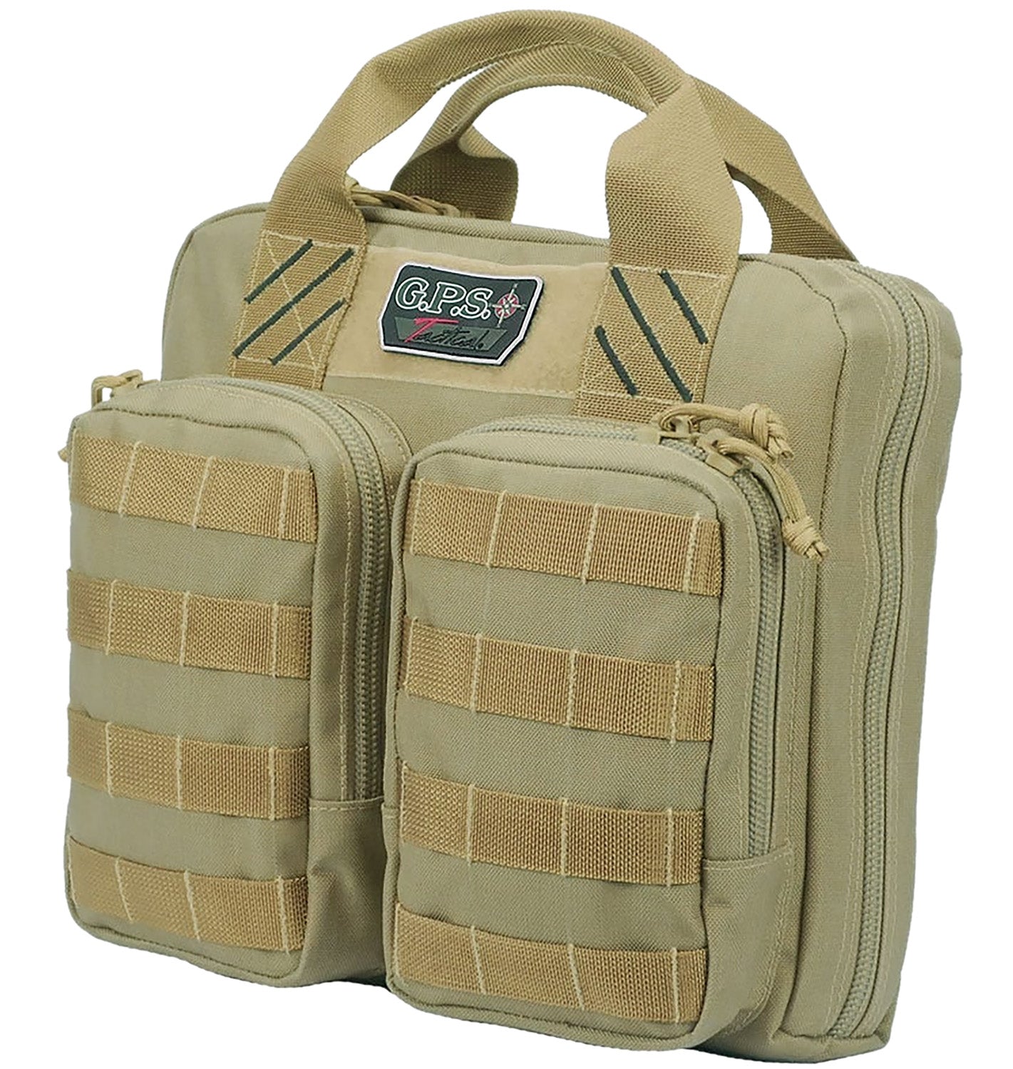 GPS Bags T1411PCT Tactical Double +2 Tan 1000D Nylon Case with Lockable Zippers Holds 4 Handguns