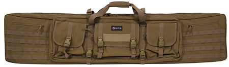 GPS Bags DRC55FDE Flat Dark Earth Double Rifle Case 600D Polyester with MOLLE Webbing & 2 Pistol Sleeves