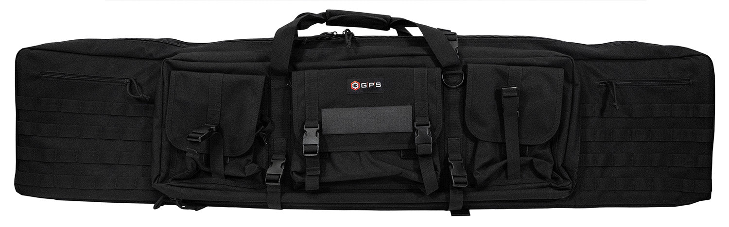 GPS Bags DRC55 Black Double Rifle Case 600D Polyester with MOLLE Compatible Webbing & 2 Pistol Sleeves
