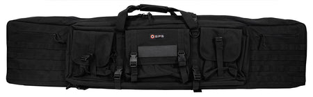 GPS Bags DRC55 Black Double Rifle Case 600D Polyester with MOLLE Compatible Webbing & 2 Pistol Sleeves