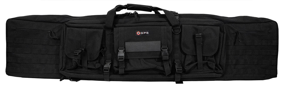 GPS Bags DRC55 Black Double Rifle Case 600D Polyester with MOLLE Compatible Webbing & 2 Pistol Sleeves