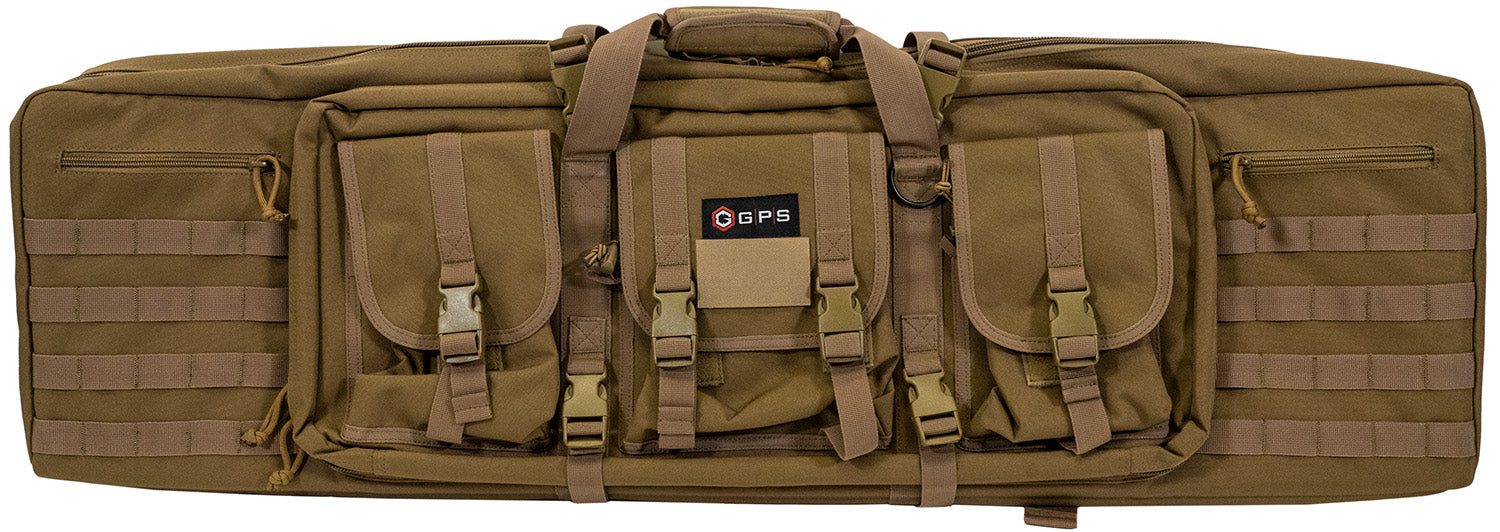 GPS Bags DRC42FDE Flat Dark Earth 42" Double Rifle Case 600D Polyester with MOLLE Webbing & Pistol Sleeves