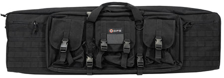 GPS Bags DRC42 Black 42" Double Rifle Case 600D Polyester with MOLLE Compatible Webbing & Pistol Sleeves
