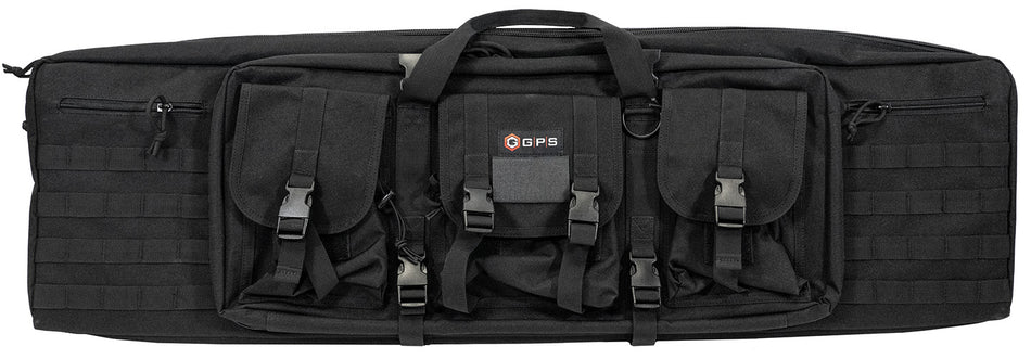 GPS Bags DRC42 Black 42" Double Rifle Case 600D Polyester with MOLLE Compatible Webbing & Pistol Sleeves