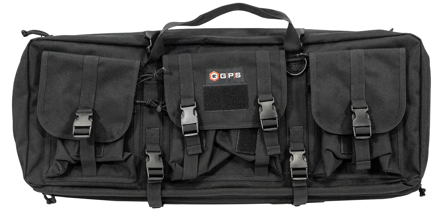 GPS Bags DRC28 Black 28" Double Rifle Case 600D Polyester with MOLLE Compatible Webbing & Pistol Sleeves