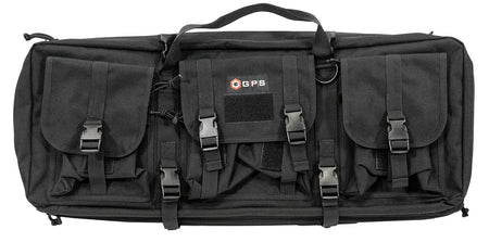 GPS Bags DRC28 Black 28" Double Rifle Case 600D Polyester with MOLLE Compatible Webbing & Pistol Sleeves