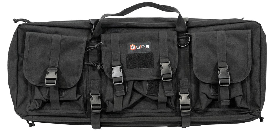 GPS Bags DRC28 Black 28" Double Rifle Case 600D Polyester with MOLLE Compatible Webbing & Pistol Sleeves