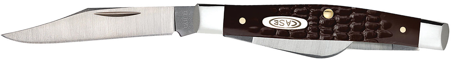 Case 00106 Medium Stockman 2.42"/1.58"/1.57" Folding Clip/Sheepsfoot/Pen Tru-Sharp SS As-Ground Blades, Brown Synthetic Handle
