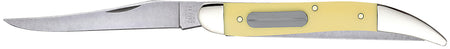 Case 00120 Fishing Knife 3.40" Folding Clip Blade and Fish Scaler Tumble Polish Tru-Sharp SS, Yellow Synthetic Handle
