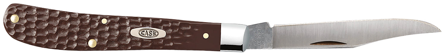 Case 00135 Slimline Trapper Folding Pocket Knife 3.25" Plain Mirror Polished Tru-Sharp SS Clip Blade, Brown Synthetic Handle