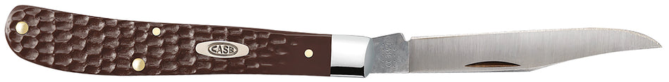 Case 00135 Slimline Trapper Folding Pocket Knife 3.25" Plain Mirror Polished Tru-Sharp SS Clip Blade, Brown Synthetic Handle