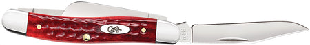 Case 00786 Medium Stockman 2.57"/1.88"/1.71" Folding Clip/Sheepsfoot/Spey Mirror Polished SS Blades, Old Red Bone Corn Cob Jigged Handle