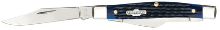 Case 02806 Medium Stockman 2.42"/1.58"/1.57" Folding Clip/Sheepsfoot/Pen Mirror Polished SS Blades, Rogers Corn Cob Jigged Blue Bone Handle