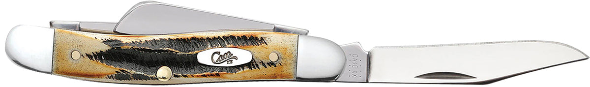 Case 03578 Medium Stockman 2.57"/1.88"/1.71" Folding Clip/Sheepsfoot/Spey SS Blades Mirror Polished, Brown Jigged BoneStag Handle
