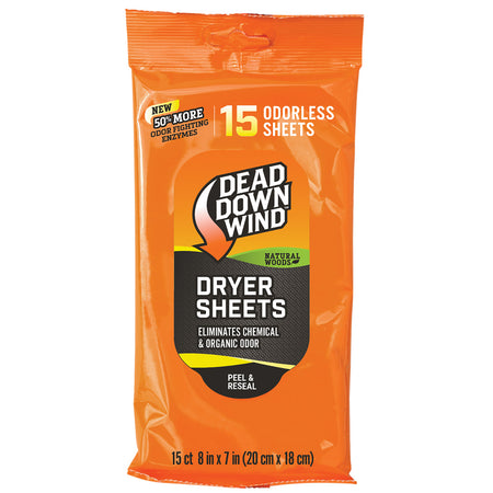 Dead Down Wind 11913 Enzyme Scent Prevent Natural Woods Dryer Sheets 15-Pack