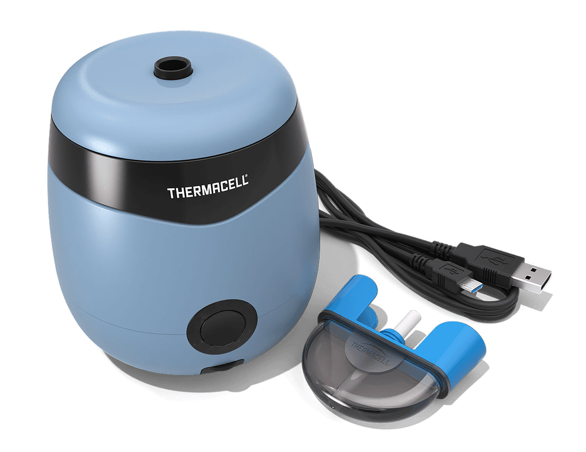 Thermacell E55B Rechargeable Mosquito Repellent Device Light Blue 20ft Zone Scent-Free 12 hrs