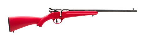 Savage Arms 13795 Rascal Youth 22 LR 1rd 16.13" Matte Black Sporter Barrel, Matte Black Carbon Steel Receiver, Red Fixed Synthetic Stock, Right Hand