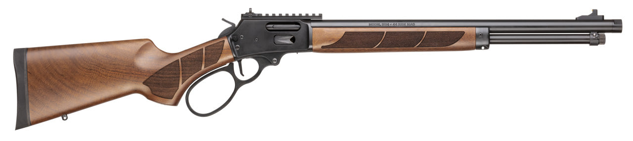 Smith & Wesson 13809 1854 44 Rem Mag 9+1 19.25" Black Armornite Threaded Barrel, Black Armornite Picatinny Rail Stainless Steel Receiver, Fixed Walnut w/Textured Grip Panels Stock, Large Loop