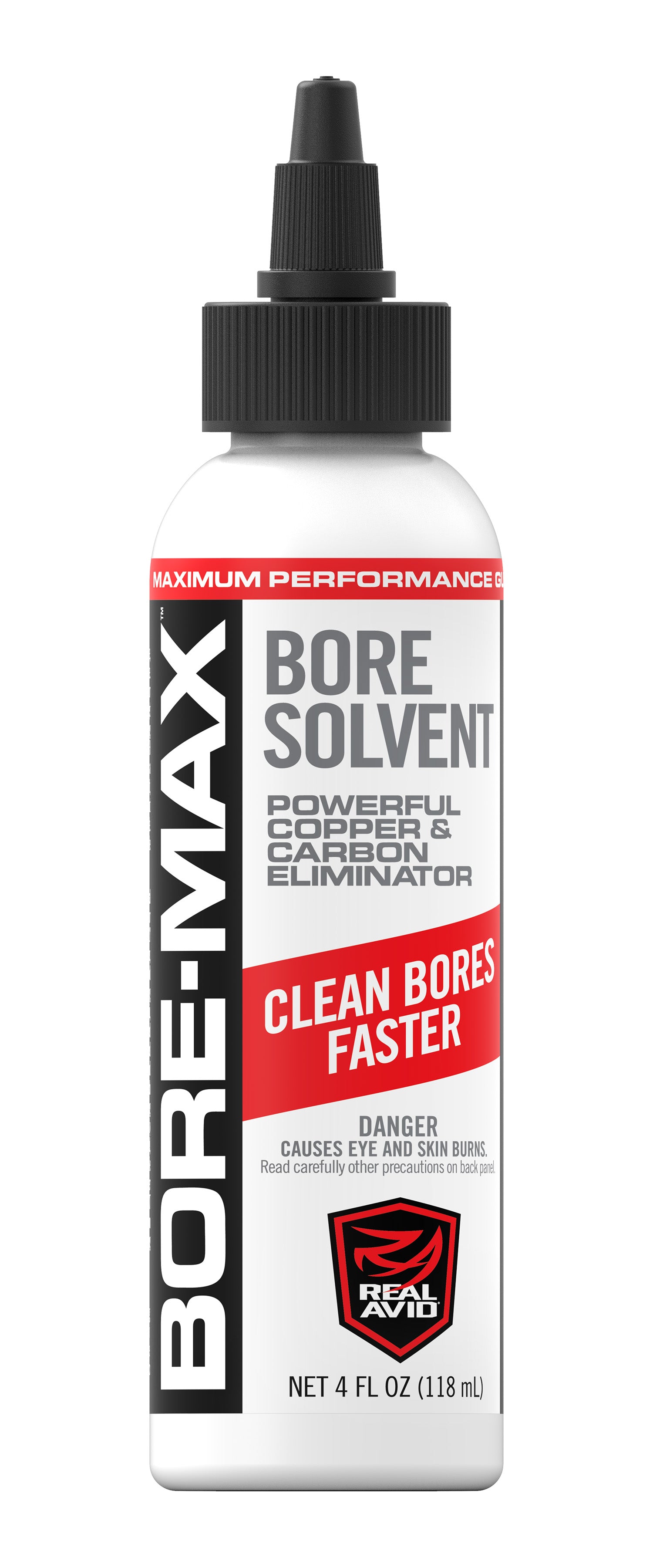 Real Avid AVBMBS4L Bore-Max Gun Bore Solvent 4 oz Bottle Carbon/Powder/Lead Remover
