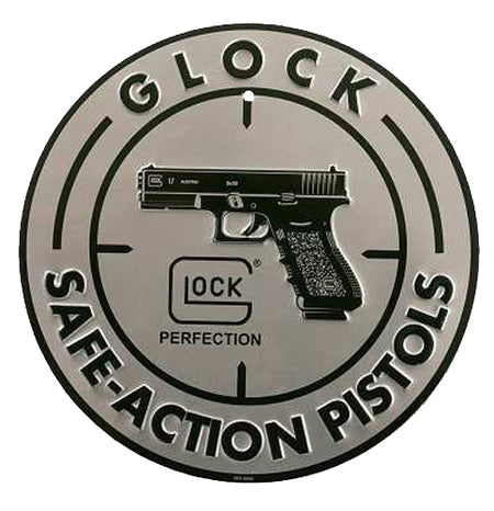 Glock Safe Action Aluminum Collector Sign Silver and Black 12 Inch
