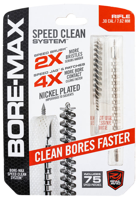Real Avid Bore-Max Speed Clean Kit 7.62mm 30 Cal Rifle with Nickel-Plated Bristles