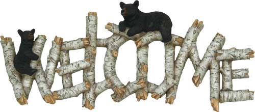 Rivers Edge Birch Bear Decorative Welcome Plaque