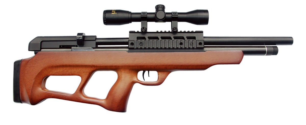 Beeman Under-Lever .177 Pre-Charged Pneumatic Air Rifle Hardwood Integrated Suppressor 4x32mm