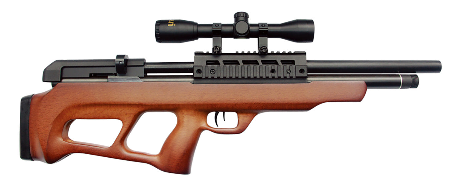 Beeman Under-Lever .22 Pre-Charged Pneumatic Air Rifle Hardwood Integrated Suppressor 4x32mm
