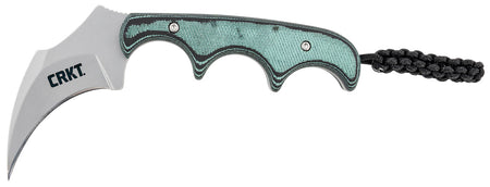 CRKT 2389 Keramin 2.31in Fixed Plain Bead Blasted 5Cr15MoV SS Blade Green Contoured Resin Handle Lanyard and Sheath