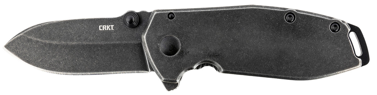 CRKT 2493 SQUID 2.37in Assisted Folding Drop Point Plain Black Stonewashed Stainless Blade Stonewashed SS Handle and Clip