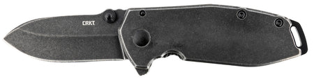 CRKT 2493 SQUID 2.37in Assisted Folding Drop Point Plain Black Stonewashed Stainless Blade Stonewashed SS Handle and Clip