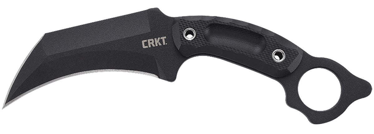 CRKT 2630 DU Hoc 5.10in Fixed Recurve Plain Black Powder Coated SK-5 Steel Blade Black Textured G10 Handle Includes Sheath
