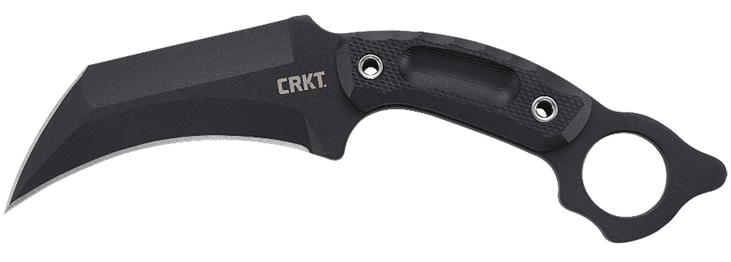CRKT 2630 DU Hoc 5.10in Fixed Recurve Plain Black Powder Coated SK-5 Steel Blade Black Textured G10 Handle Includes Sheath