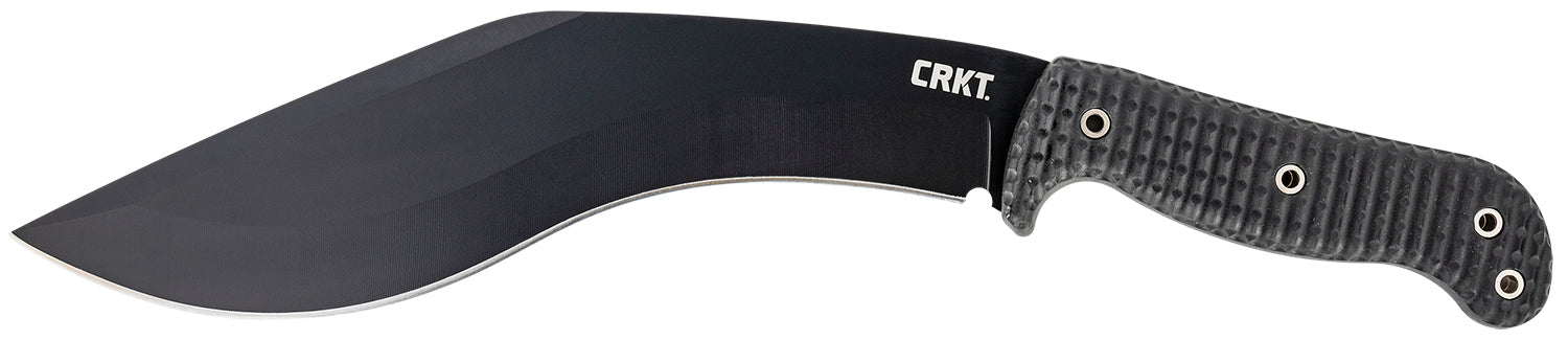 CRKT 2742 KUK 10.56in Fixed Recurve Plain Black Powder Coated 65Mn Carbon Steel Blade Black Textured GRN Handle and Sheath