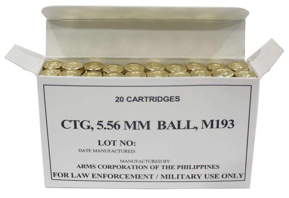 Armscor 5.56x45mm NATO Precision M193 55 grain Full Metal Jacket ammunition