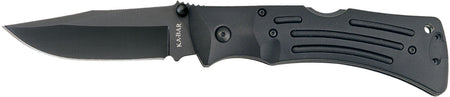 Ka-Bar 3050 Mule 3.88" Folder, Stonewashed Black AUS-8A Clip Point Blade, Black Zytel Handle, Includes Sheath