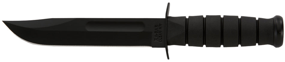Ka-Bar 1211 7" Fixed Blade Fighting Utility Knife, Plain Black 1095 Cro-Van Steel, Kraton G Handle, Includes Sheath