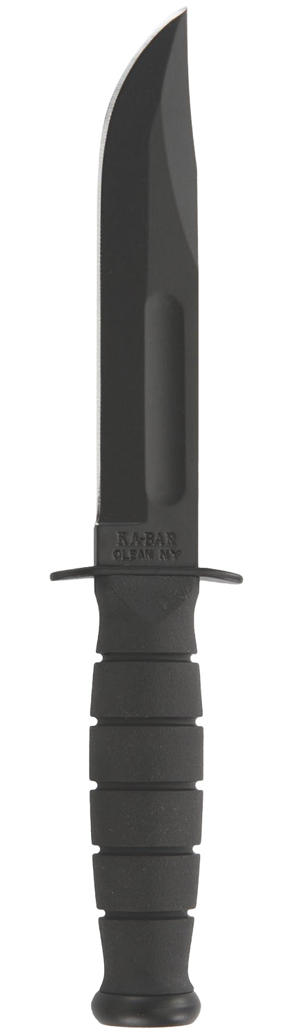 Ka-Bar 1256 5.25" Fixed Blade Short Fighting Utility Knife, Black 1095 Cro-Van, Kraton G Handle, Sheath Included