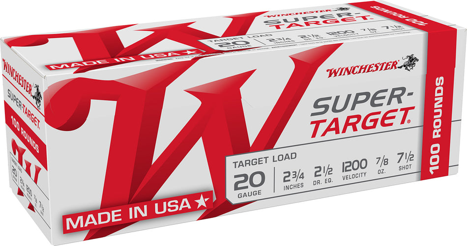 Winchester 20 Gauge Shotgun Ammo USA Super-Target 2.75 in 7/8 oz #7.5