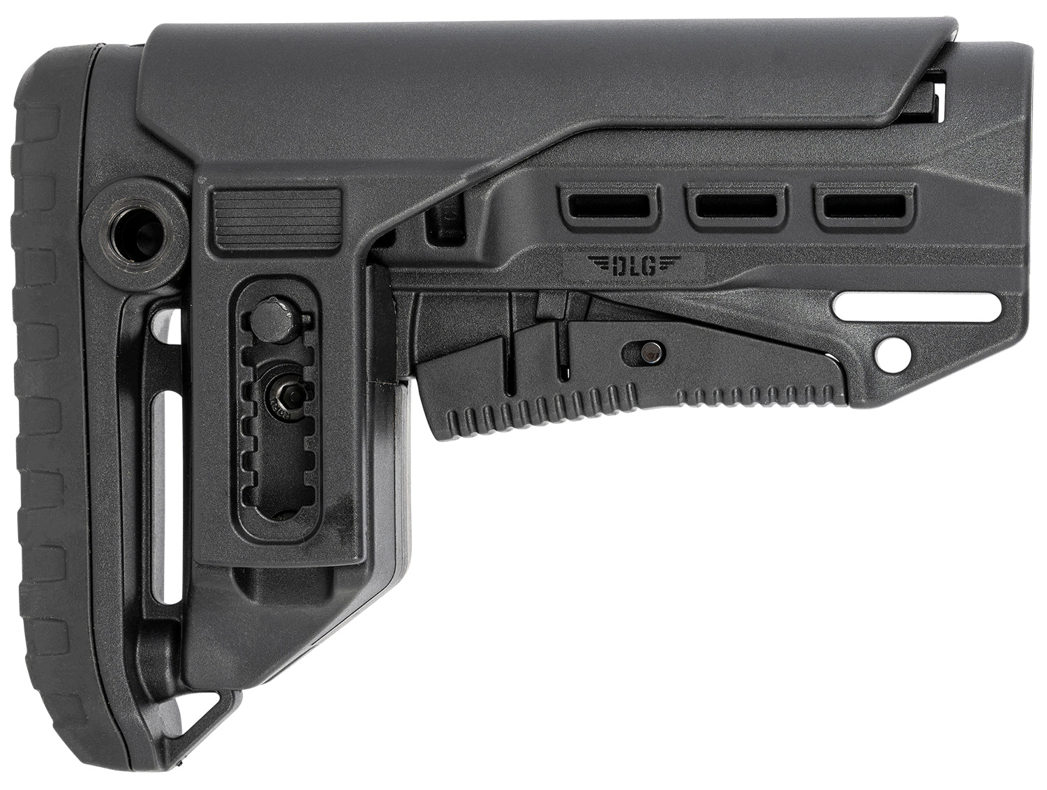 NcStar DLG-130-052 Compact Mil-Spec Collapsible Black Synthetic Stock with 6-Position Adjustable Cheekpiece