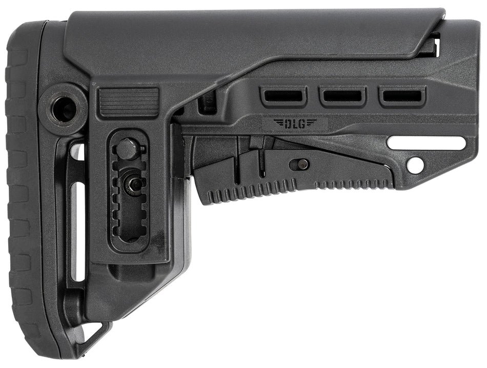 NcStar DLG-130-052 Compact Mil-Spec Collapsible Black Synthetic Stock with 6-Position Adjustable Cheekpiece