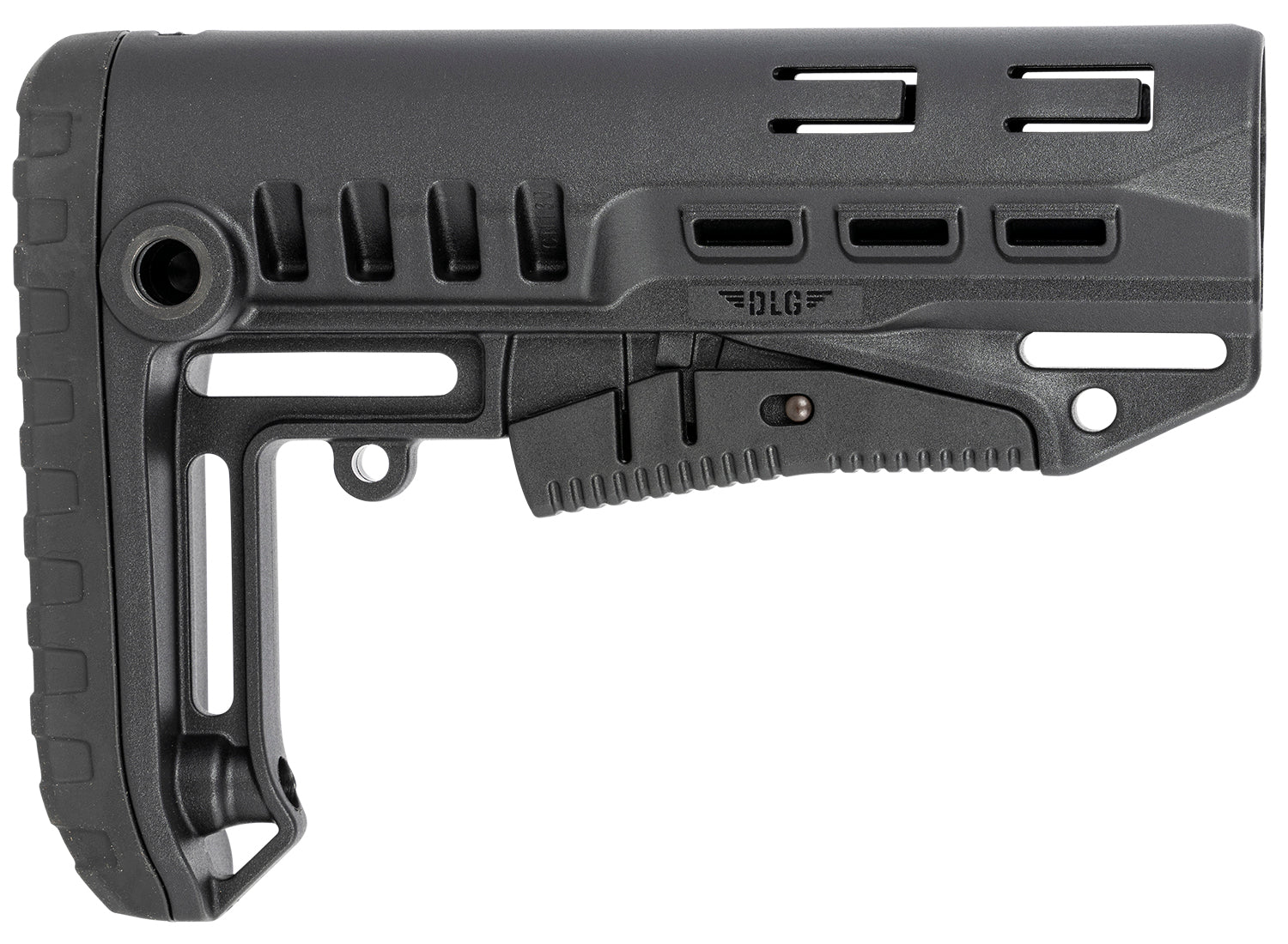 NcStar DLG-130 Compact Mil-Spec Stock Black Polymer Adjustable with Metal QD Base Rubber Butt Pad