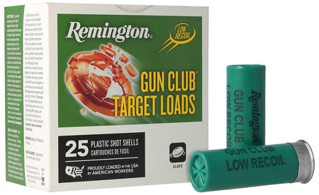 Remington 12 Gauge Shotgun Ammo Gun Club Target Loads Low Recoil 2.75 in 1-1/8 oz #8