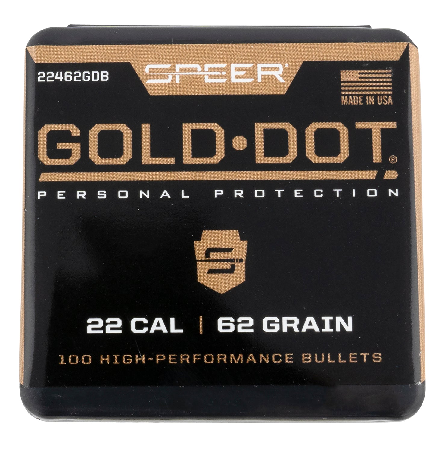 Speer Gold Dot .224 Caliber 62 Grain Bonded SP Component Bullets 100/Box