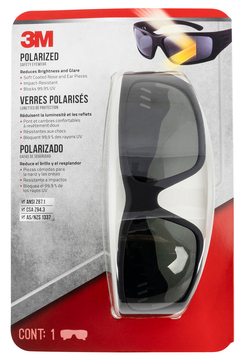 Peltor VDC Adult Safety Glasses Black Tinted Lens Black Frame