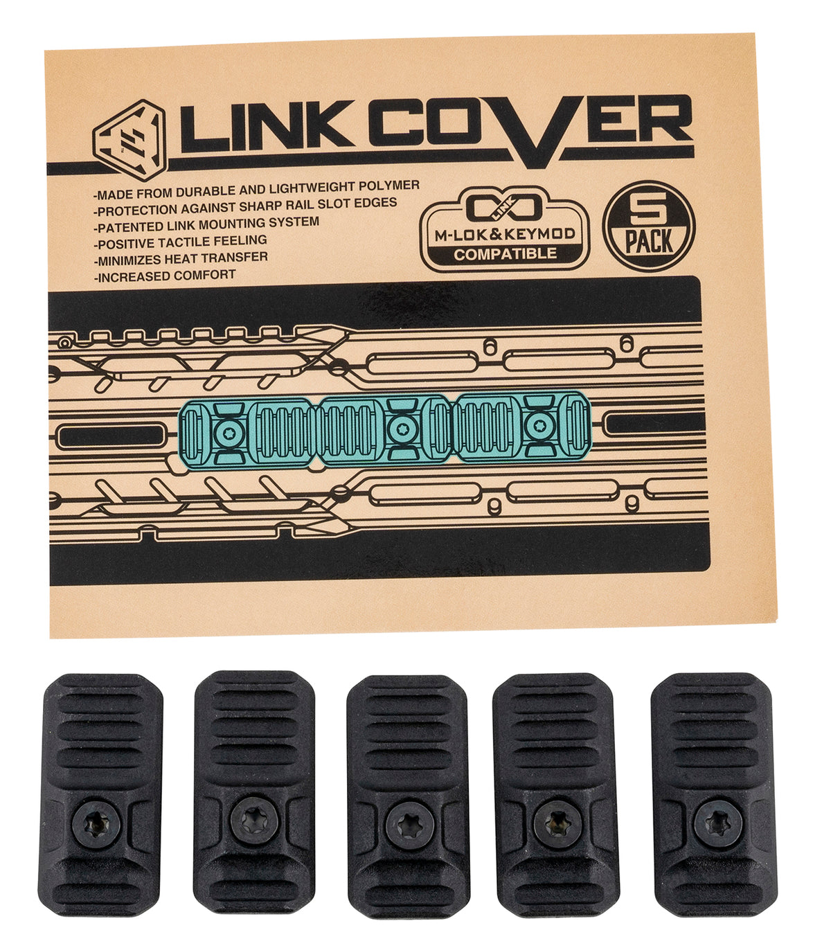 Strike Industries Black Polymer M-LOK and KeyMod LINK Handguard Covers 5-Pack