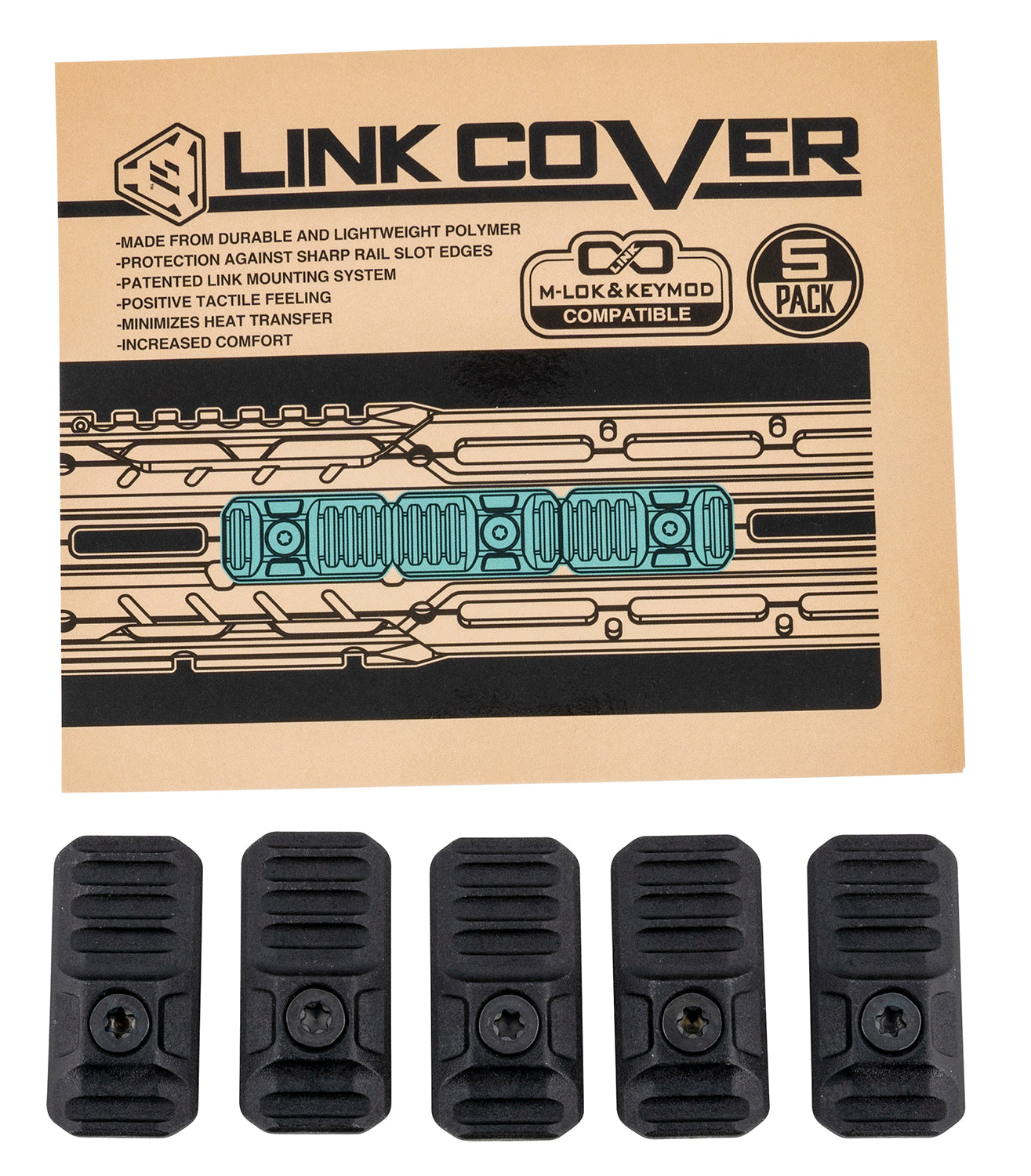 Strike Industries Black Polymer M-LOK and KeyMod LINK Handguard Covers 5-Pack