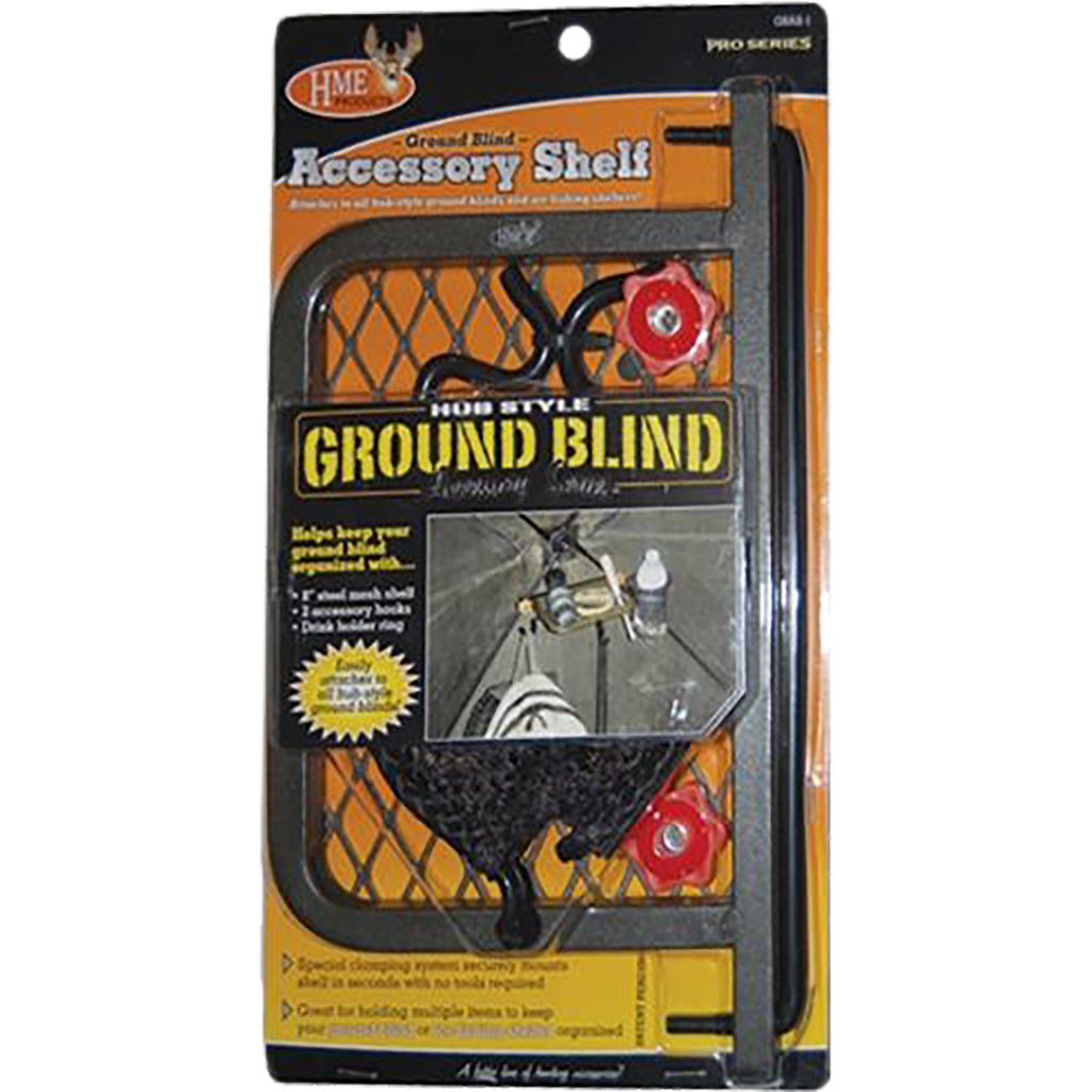 HME Ground Blind Shelf Accessory with Drink Holder and Gear Hooks